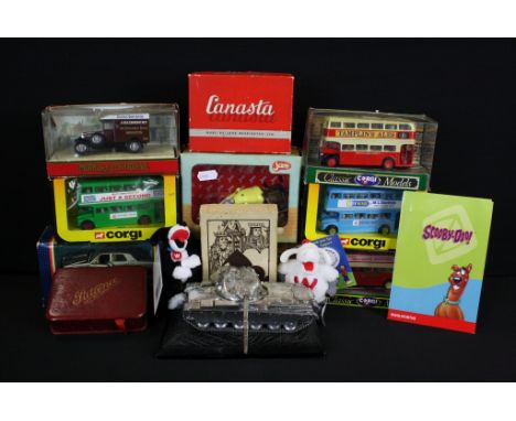 Seven boxed diecast models to include 5 x Corgi &amp; 2 x Matchbox featuring SuperKings K161 plus 3 x boxed card sets featuri