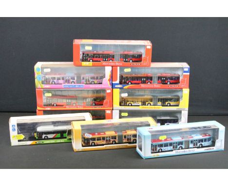 10 Boxed Creative Master diecast model buses to include UKBUS5109 Eden Project, UKBUS Mercedes Benz Citaro, AUBUS1001 Action 