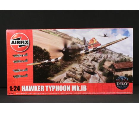 Boxed Airfix 1/24 A19002 Hawker Typhoon Mk IB plastic model kit, unbuilt and appearing complete 