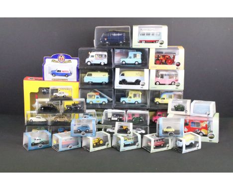 Collection of 41 boxed and cased Oxford Diecast models to include 24 x 1/76 Railway Scale models, 13 x Roadshow and Ice Cream