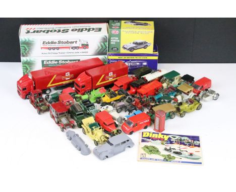 Collection of around 35 boxed and unboxed diecast models to include 2 x boxed Atlas Editions Eddie Stobart trucks including S