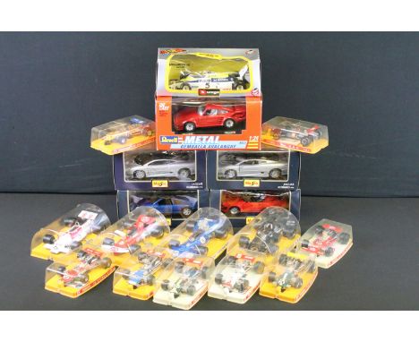 12 Cased Polistil / Politoys diecast model racing cars to include FX4 B.R.M. Marlboro P.160, FX1 Tyrrell Ford - F.1, F1 Matra