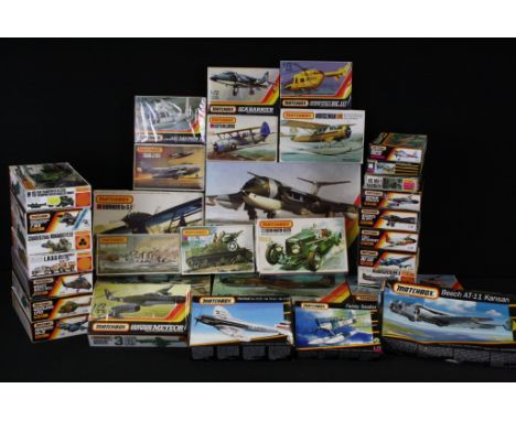 33 boxed and unbuilt 1/72, 1/48 and 1/76 scale Matchbox plastic model kits to include M-19, 40036, PK-129, PK-132, PK-134, PK