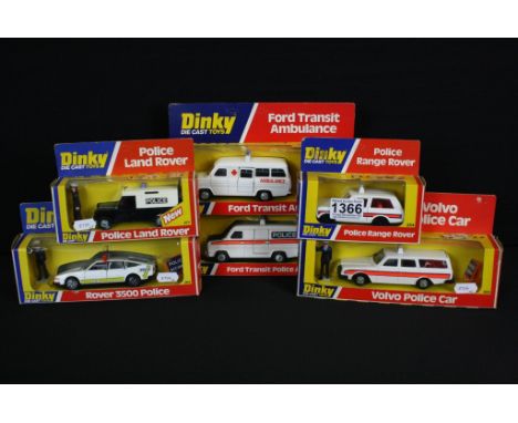 Six boxed Dinky police diecast models / sets to include 269 Ford Transit Police Accident Unit (split to box window), 254 Poli