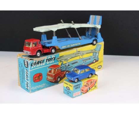 Boxed Corgi Major 1105 Carrimore Car Transporter with Bedford Tractor Unit diecast model (diecast vg with paint chips, tatty 