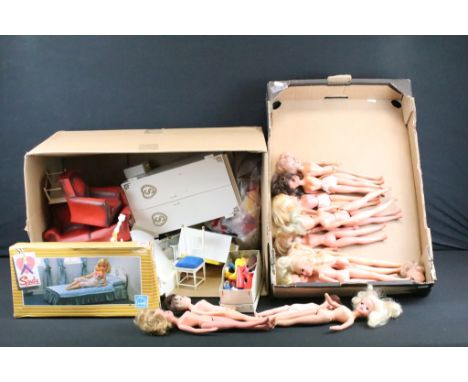 13 Sindy fashion dolls (featuring a 2nd Gen Sindy and Patch doll), together with a quantity of Sindy furniture, clothing &amp