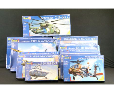 14 boxed and unbuilt Revell 1/48 scale plastic model kits to include 04896, 04513, 04662, 04519, 04503, 4410, 04640, 04996, 0