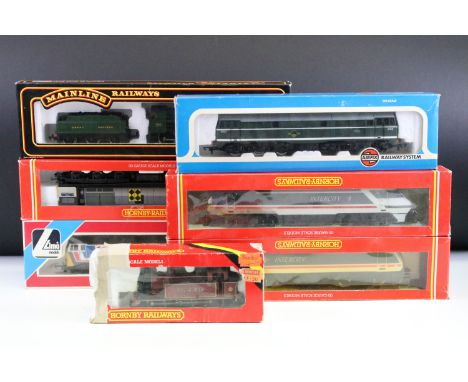 Seven boxed OO gauge locomotives to include 4 x Hornby (R240 BR Class 91 Electric Locomotive, R242 BR Bo Bo Electric Class 90