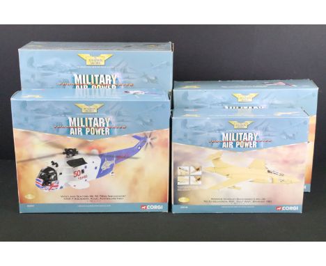 Collection of four boxed Corgi Aviation Archive Thunder In The Skies Military Air Power diecast models to include 1:72 scale 