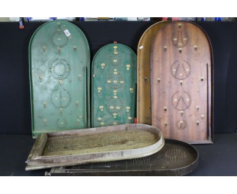 Six vintage Bagatelle boards featuring a Chad Valley example 