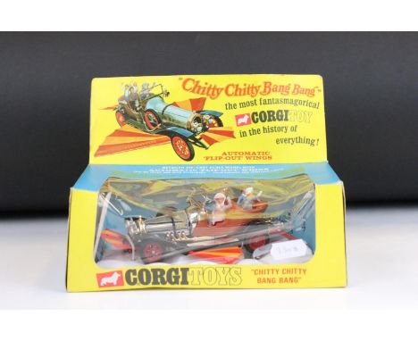Boxed Corgi 266 Chitty Chitty Bang Bang diecast model complete with all 4 x figures, diecast ex, box showing storage squash b