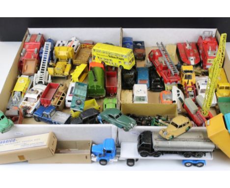 55 Play worn diecast models, mainly mid 20th C, to include Dinky, Corgi, Triang Spot-On &amp; Matchbox examples, featuring Tr