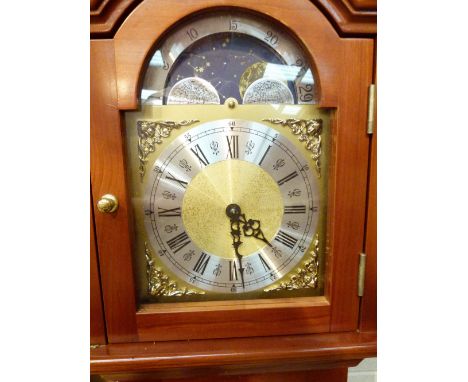 Modern weight driven long case clock with moon dial