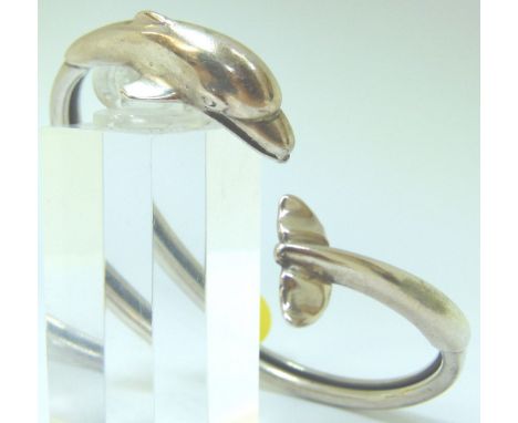 Sterling silver dolphin bangle 
