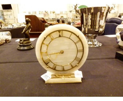White onyx Art Deco mechanical mantle clock 