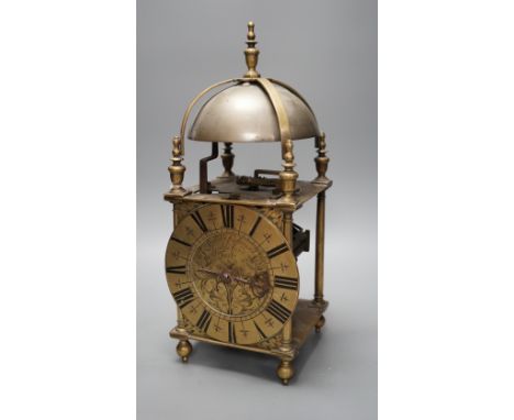 A brass lantern clock, signed John Aylward, 17th century and later, incomplete