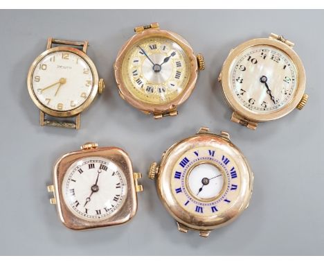 Four assorted lady's mainly early to mid 20th century 9ct gold manual wind wrist watches, including Vertex &amp; Zenith and o