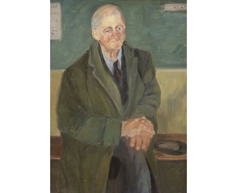 Joan Denning, oil on board, Portrait of a gentleman, thought to be her husband Baron Denning, letter from the artist verso, 4