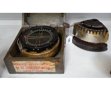 A Type P10 ship's compass, together with a Williams cheque punch