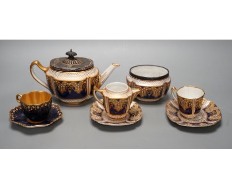 A Victorian Copeland Spode jewelled porcelain part tea set