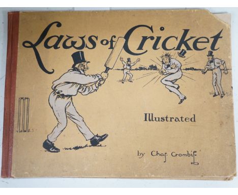 ° ° Crombie, Charles, The Laws of Cricket, 1907, 12 coloured plates (with captioned text) and coloured pictorial advert. leaf