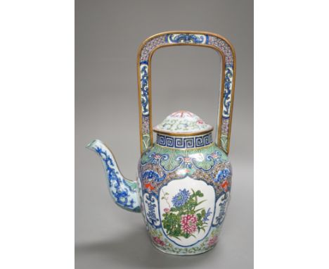 A Chinese Canton enamel wine pot