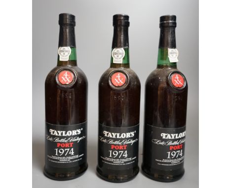 Three bottles of Taylors 1974 vintage Port