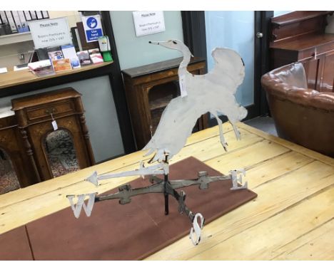 A painted iron heron weather vane, height 64cm