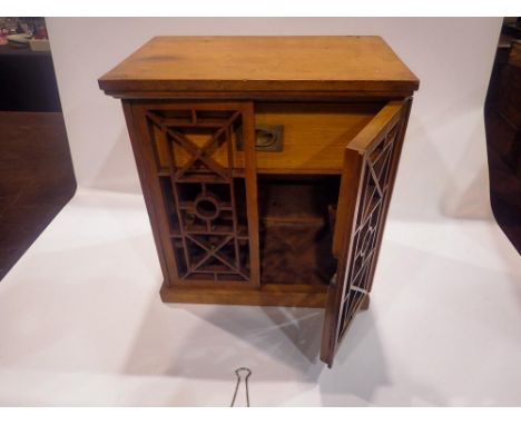 Oak tobacco cabinet with pull out tray for six pipes and a single drawer, 34 x 23 x 36 cm H. UK P&amp;P Group 3 (£30+VAT for 