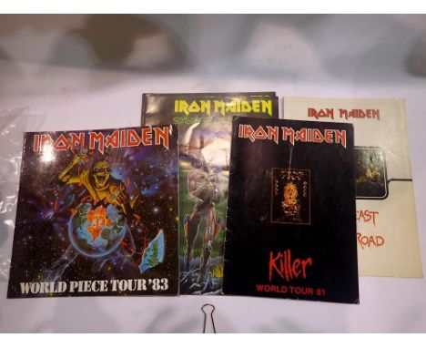 Five Iron Maiden concert programmes, including Somewhere on Tour 1986/87 programme and concert ticket. UK P&amp;P Group 1 (£1