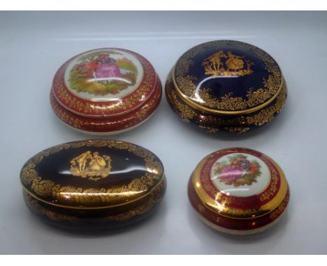 Four Limoges covered dishes, largest D: 15 cm. UK P&amp;P Group 2 (£20+VAT for the first lot and £4+VAT for subsequent lots) 