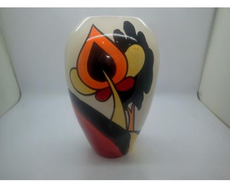 Lorna Bailey vase in the Woodrow Way pattern, crazing throughout but no chips or cracks, H: 21 cm. UK P&amp;P Group 3 (£30+VA