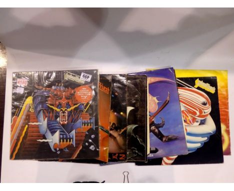 Seven Judas Priest albums and a 12" single. UK P&amp;P Group 2 (£20+VAT for the first lot and £4+VAT for subsequent lots) 