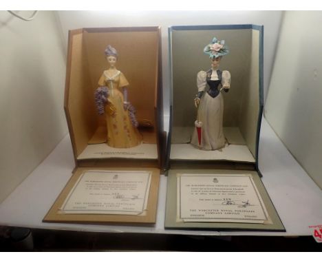 Two Royal Worcester limited edition figurines from the Victorian series, Elizabeth and Madelaine, both 115/500, both boxed, b