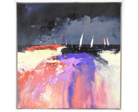 † NAO MCDOWELL; oil on canvas, 'Nightime Sailing II', signed lower left, 80 x 80cm, framed.
