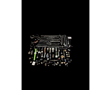 A collection of various mixed vintage and modern lady's and gentleman's costume jewellery comprising watches, silver curb bra