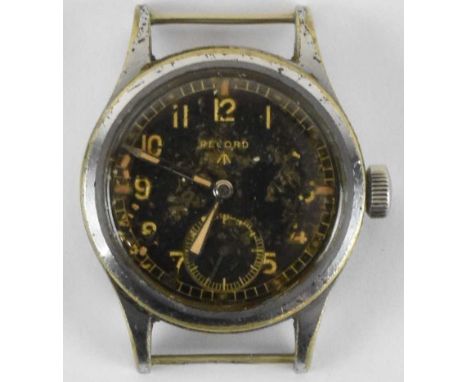 RECORD; a WWII 'Dirty Dozen' military wristwatch, the black dial set with Arabic numerals, outer minute track and smaller sub