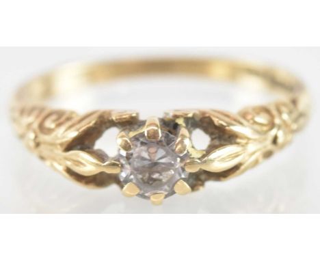A 9ct yellow gold white stone set ring, size R, approx 3g.