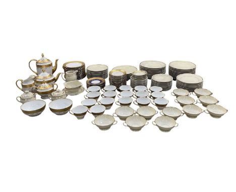 EPIAG; a Czechoslovakian gilt decorated part tea and coffee service comprising teapot, coffee pot, milk jug, lidded sugar bow