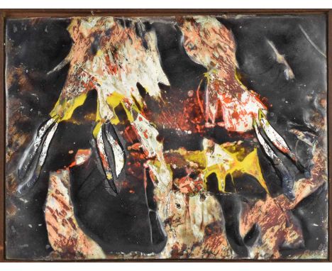 JOYCE ESTHER ROSE; enamel on copper, 'Rain', signed and dated 67 lower right, 23 x 31cm, framed.