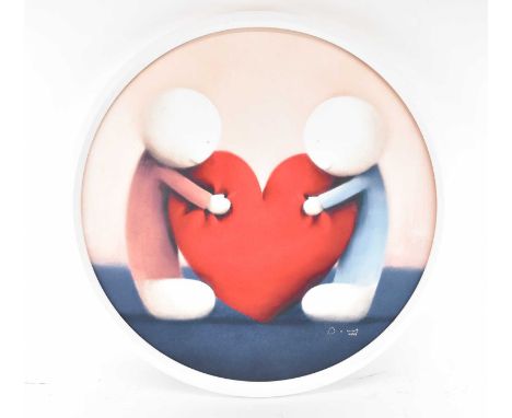 † DOUG HYDE; a limited edition print on canvas lined board, 'Share the Love', numbered 40/195, with label verso, diameter 70c