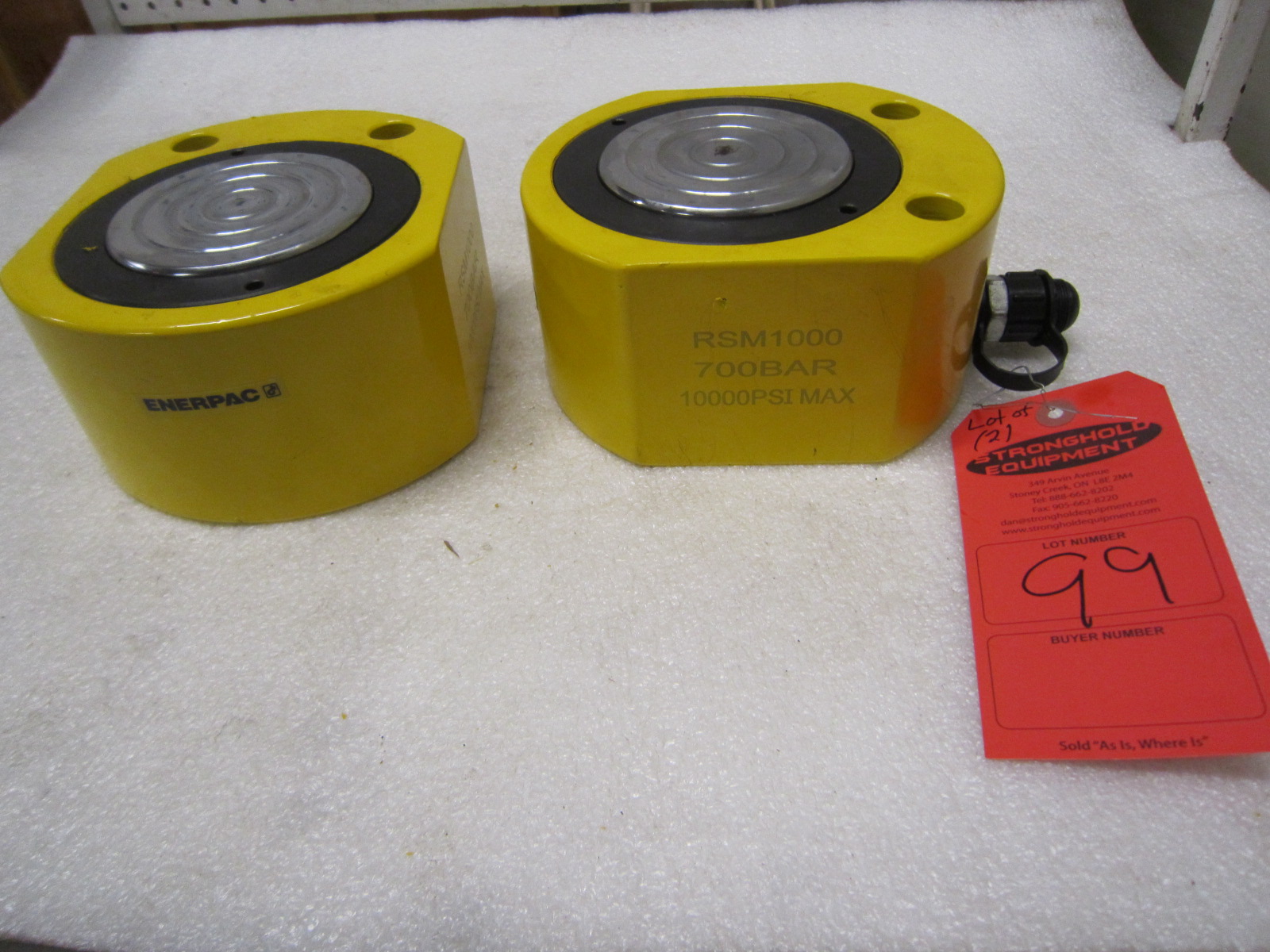 Lot of 2 (2 units) Enerpac RSM1000 100 Ton Hydraulic Jacks pancake