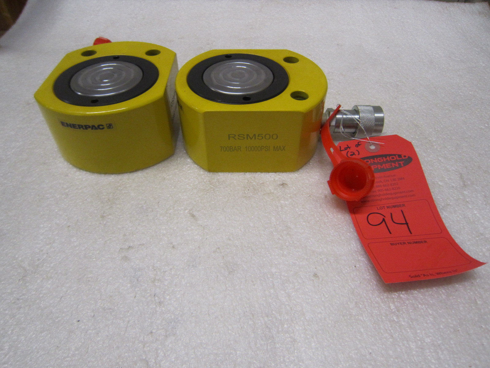 Lot of 2 (2 units) Enerpac RSM500 50 Ton Hydraulic Jacks pancake