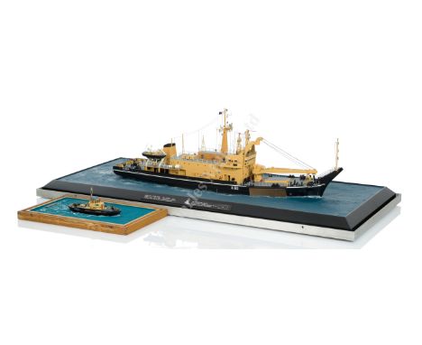 A DETAILED WATERLINE RECRUITING OFFICE MODEL OF THE SALVAGE AND RESCUE VESSEL R.M.A.S. SALMOOR BUILT FOR THE BRITISH GOVERNME