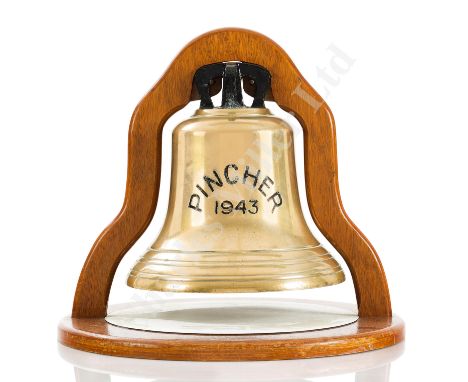 THE MAIN SHIP'S BELL FROM THE ALGERINE CLASS MINESWEEPER PINCHER (J294), BUILT BY HARLAND &amp; WOLFF, 1943 cast in brass wit