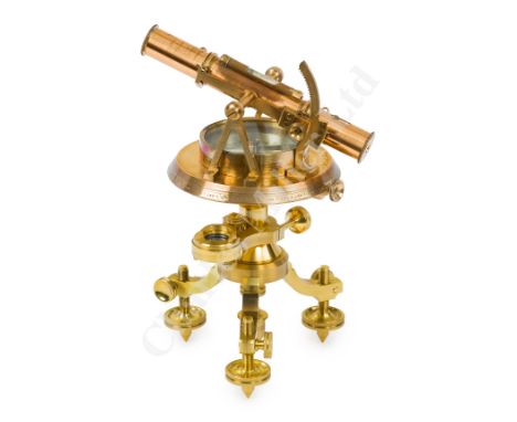 AN EXPEDITION THEODOLITE BY W. S. JONES, LONDON, CIRCA 1800 constructed in lacquered brass, the 6in. main tube with bubble le