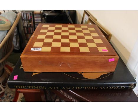 Good quality cased chess set and the Times World Atlas 