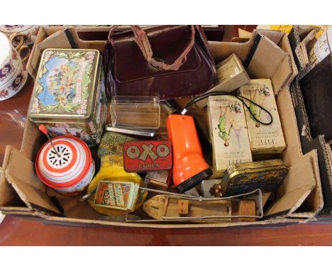 2 Boxes of assorted bygones inc. Playing Cards inc Wood Bine etc