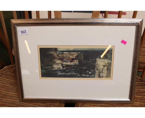 John Fisher Limited edition print of a Cornish fishing boat in harbour signed in Pencil 