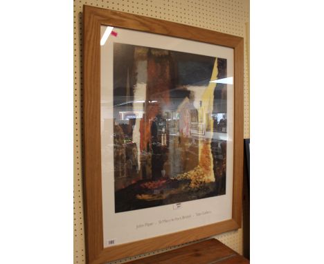John Piper (1903 ? 1992). St Mary Le Port Bristol Tate Gallery print mounted in Oak frame 